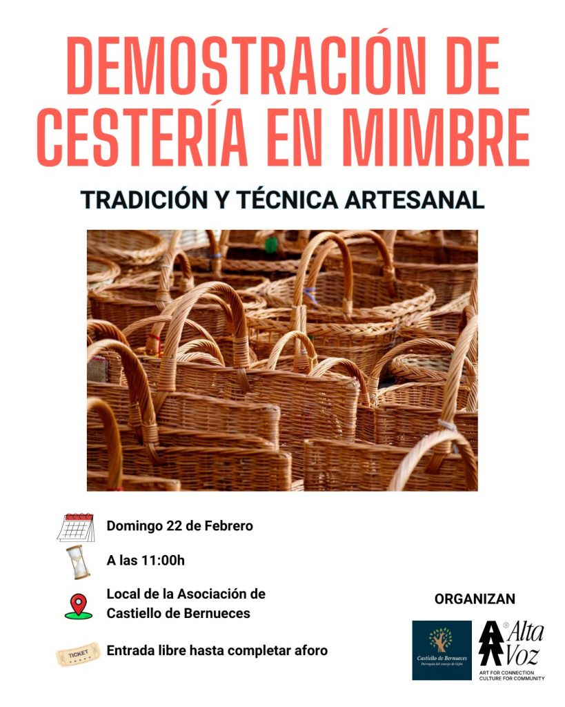 Demostración de cestería en mimbre en Castiello de Bernueces